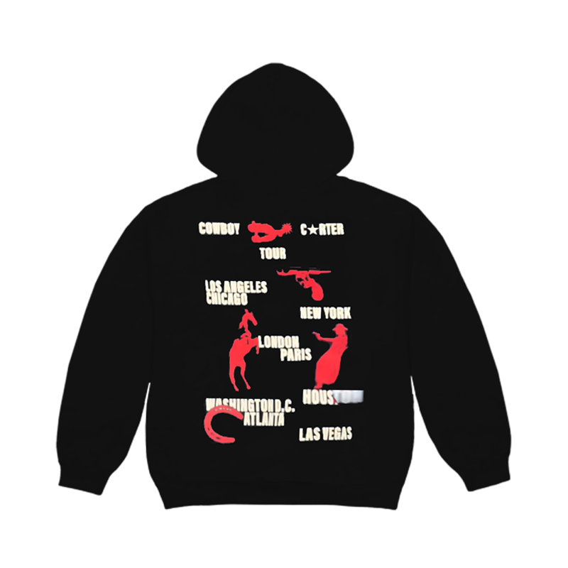 BEYONCE MERCH - COWBOY CARTER SIGNATURE TOUR HOODIE BLACK