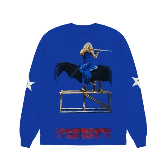 BEYONCE MERCH - COWBOY CARTER BLUE COWGIRL SHOOTER LONGSLEEVE