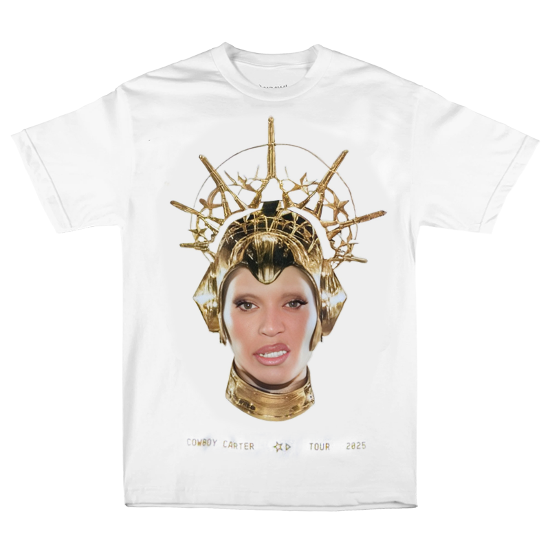 BEYONCE MERCH - COWBOY CARTER CROWN HORSESHOE WHITE TEE